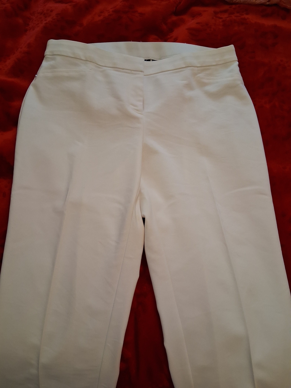 Rafaella Ivory Pull-On Straight Leg Trousers